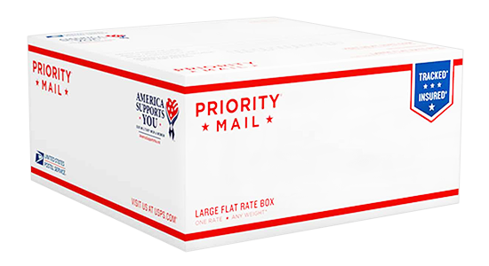 Large Priority Mail box.