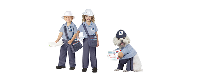 Kid and pet costumes available in The Postal Store.