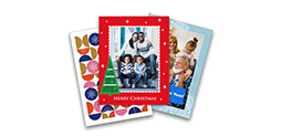 Examples of custom holiday photo cards.