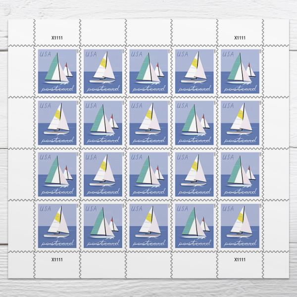 sailboats postcard stamps