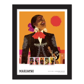 Mariachi Framed Stamps, Violin Player
