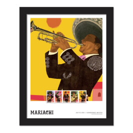 Mariachi Framed Stamps, Trumpet Player