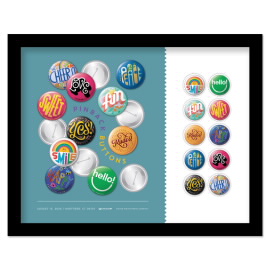 Pinback Buttons Framed Stamps