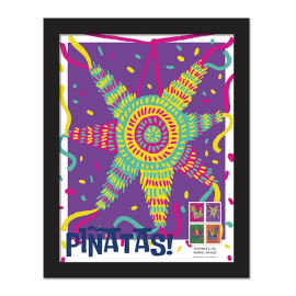 Piñatas! Framed Stamps, 7-Point Star with Purple Background