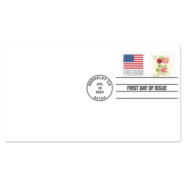 Peonies First Day Cover, Stamp from Coil of 10,000