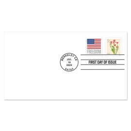 Red Tulips First Day Cover, Stamp from Coil of 10,000