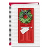 Red Door Mail Envelope with Wreath Greeting Card image