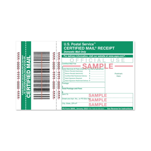 Certified Mail® Receipt Forms USPS com